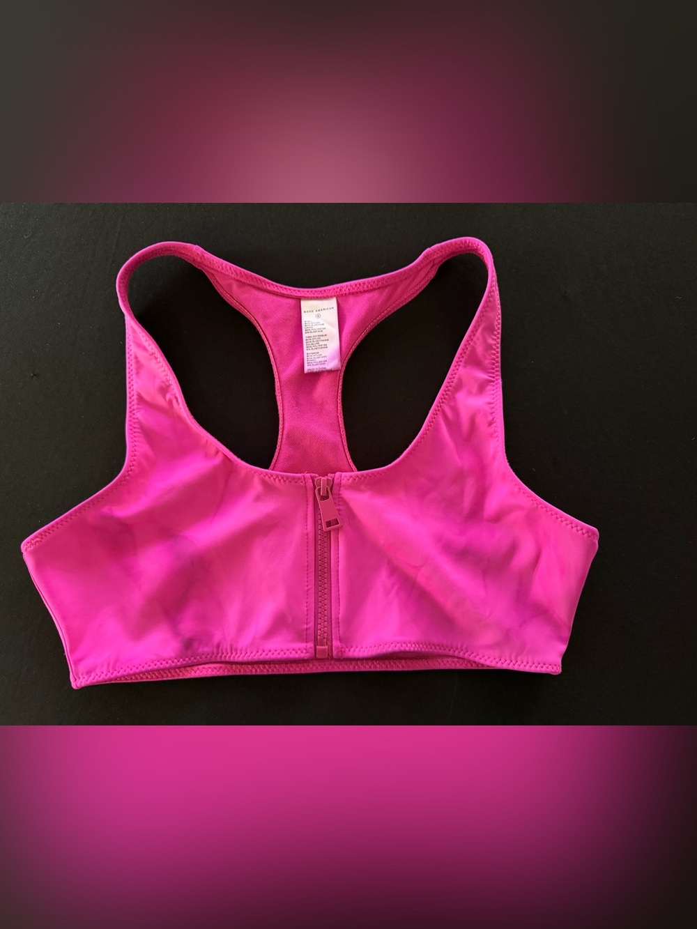 Good American Tie Dye Pink Compression Zip-Up Sports Bra Size 2 / Medium